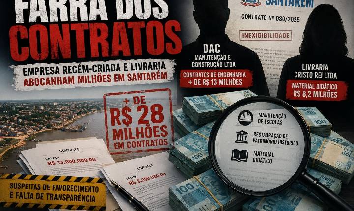 Farra dos contratos: empresa recém-criada e livraria abocanham milhões em Santarém